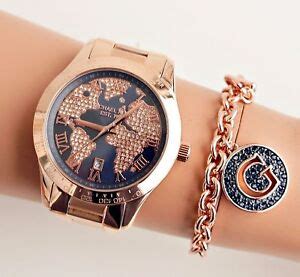 michael kors uhr rosegold weltkarte|michael kors rose gold watch.